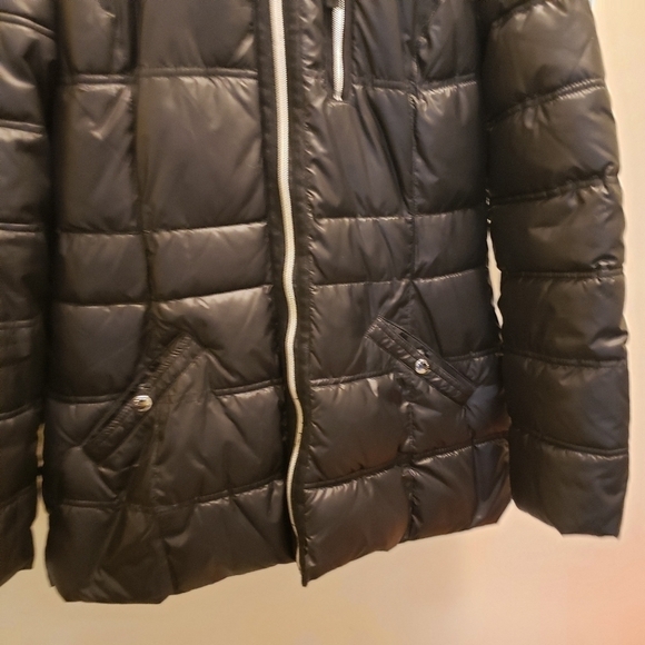 Laundry by Design Black Puffer Jacket Faux Fur Size Small - Picture 12 of 16